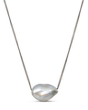 Sterling Silver Single Baroque Pearl Necklace