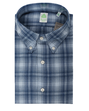 Blue Plaid Brushed Flannel Sportshirt