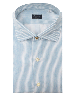 Blue and White Brushed Stripe Sportshirt