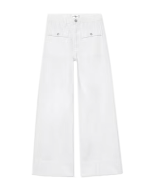 70s Patch Pocket Crop Straight Jean in White