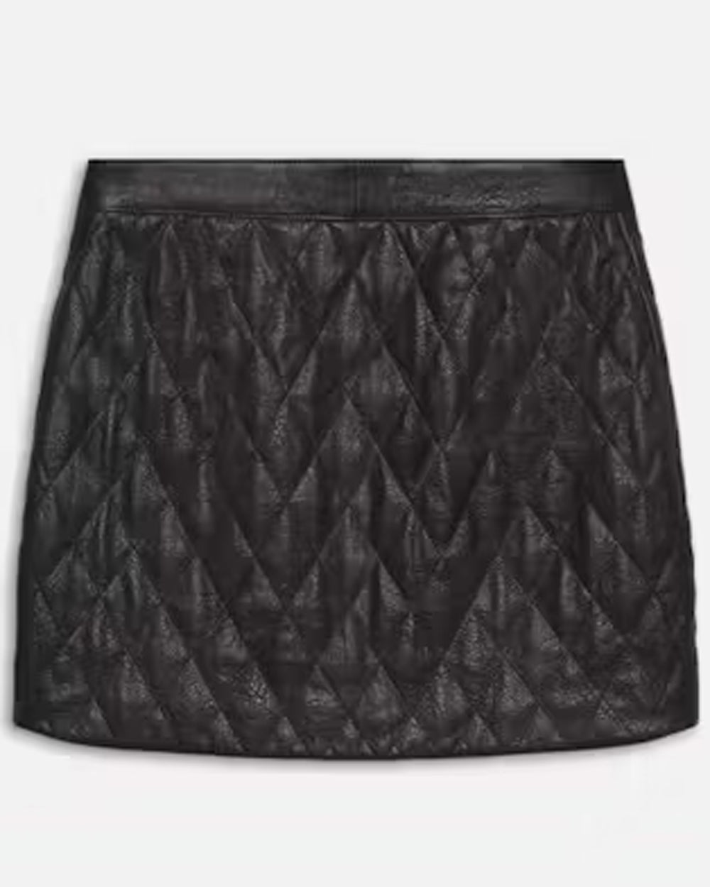 Black Quilted Leather Skirt