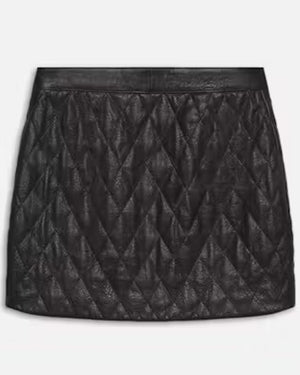 Black Quilted Leather Skirt