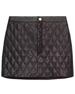 Black Quilted Leather Skirt