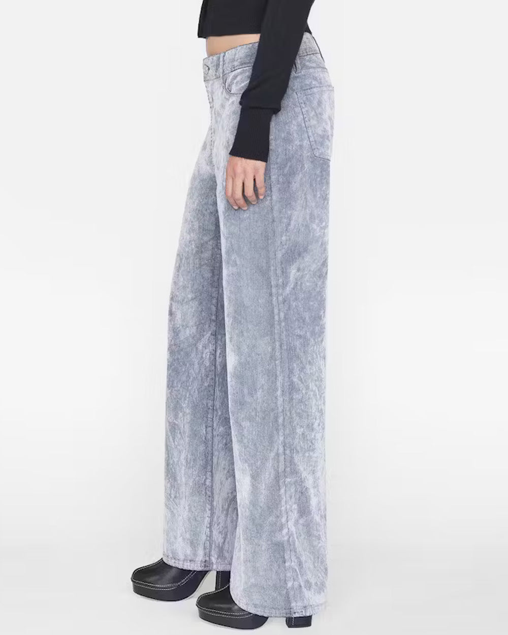 Le Baggy Palazzo Pant in Flocked Grey