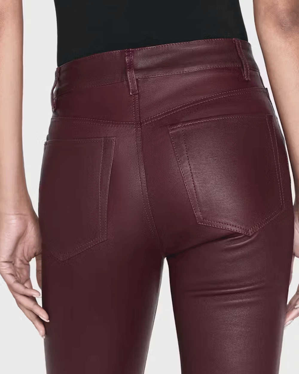 Le Crop Mini Boot Leather Pant in Wine