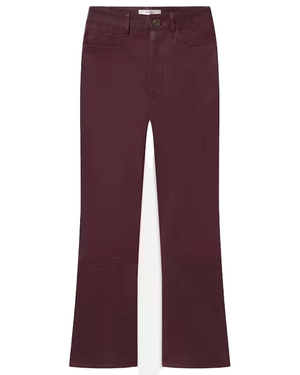 Le Crop Mini Boot Leather Pant in Wine