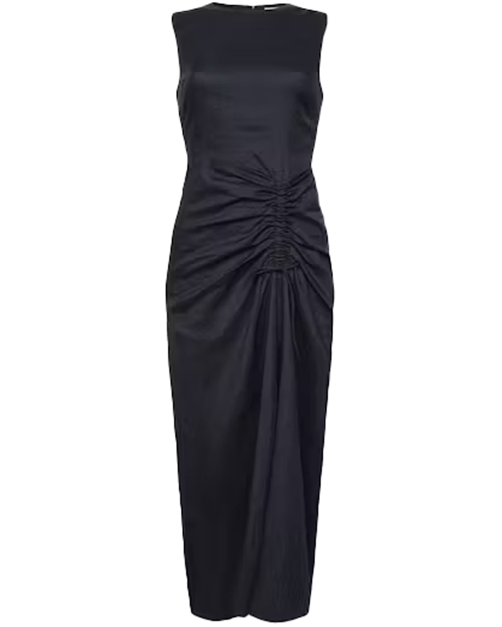 Navy Ruched Front Midi Dress