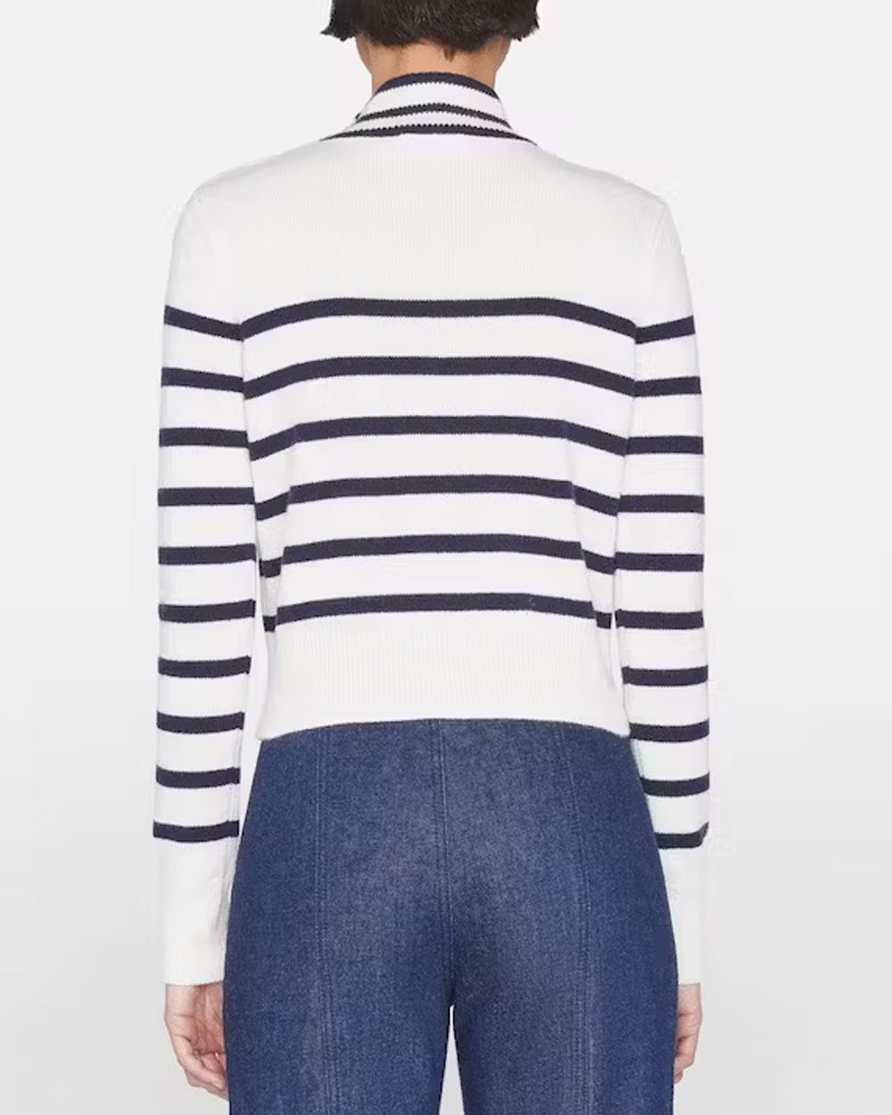 Off White Mariner Stripe Cashmere Mockneck Sweater