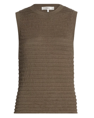 Sage Smocked Sleeveless Crewneck