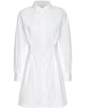 White Pleated Shirt Dress