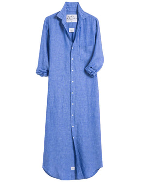 Blue Linen Rory Maxi Shirt Dress