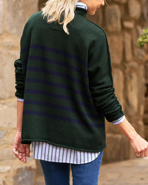 Green and Navy Stripe Monterey Sweater