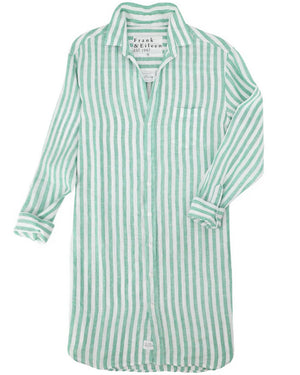 Green and Sand Stripe Mary Shirt Dress