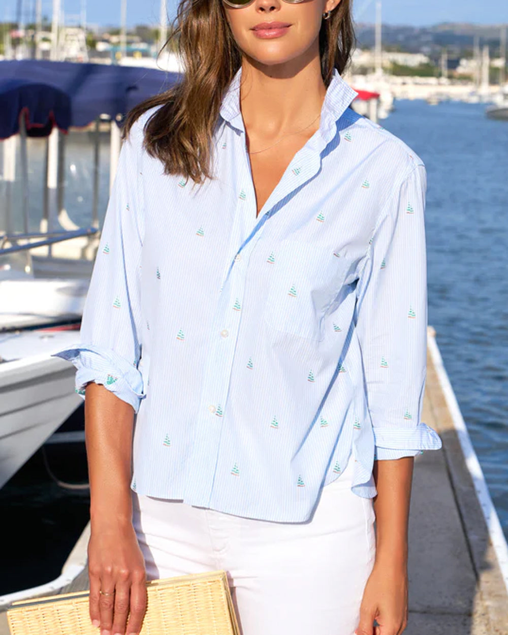 Light Blue Sailboat Stripe Silvio Button Up Shirt