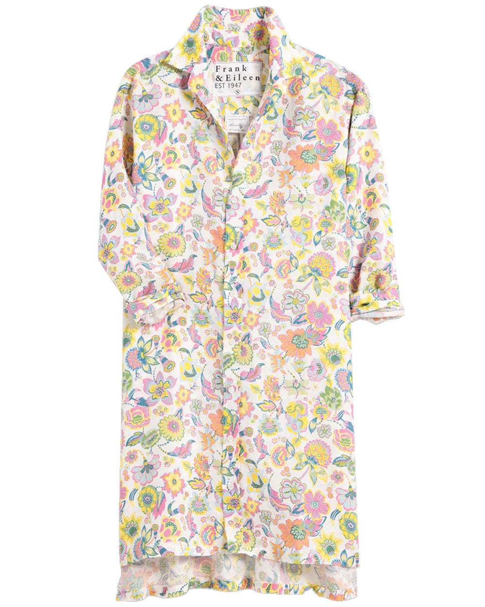 Multicolor Floral Linen Hunter Shirt Dress