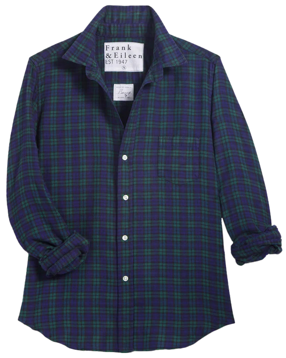 Navy and Green Plaid Barry Button Up Shirt