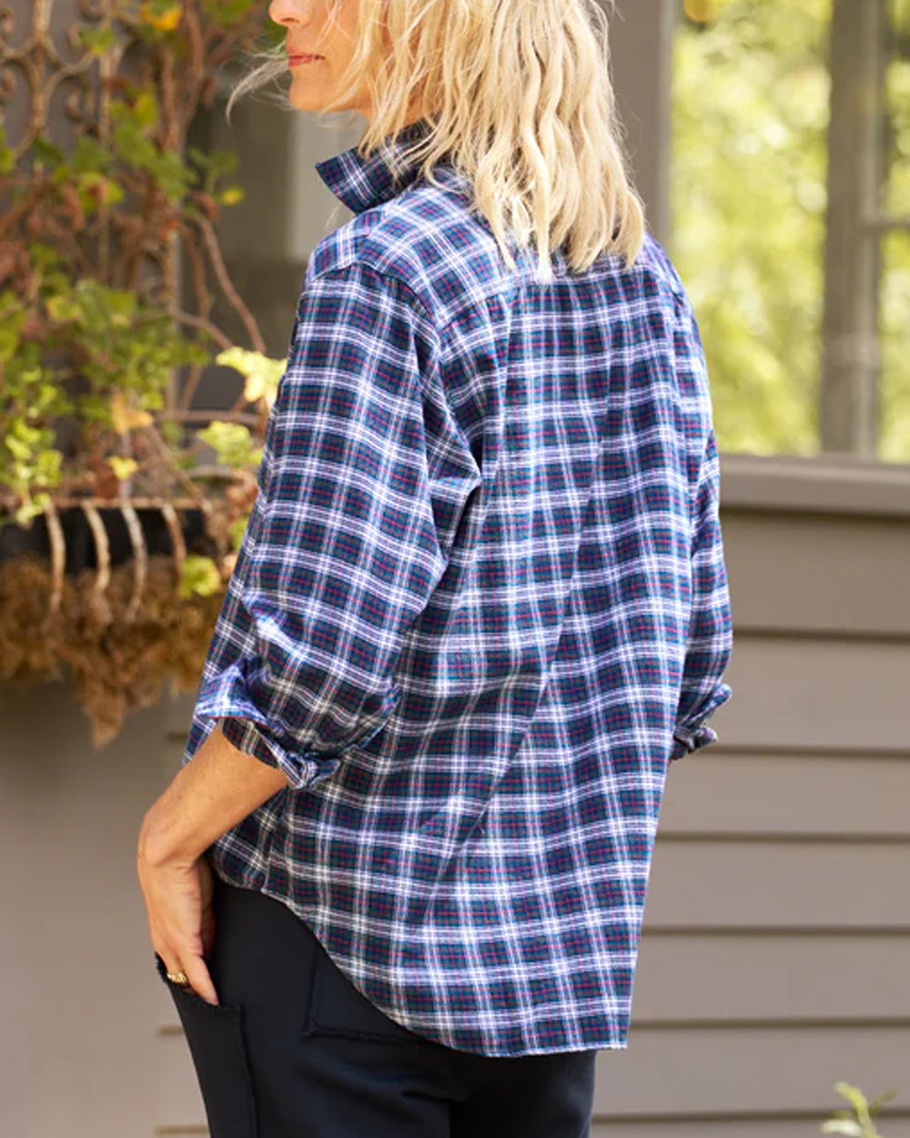 Navy and Red Plaid Eileen Button Up Shirt