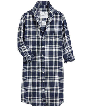 Navy and White Plaid Linen Mary Shirt Dress
