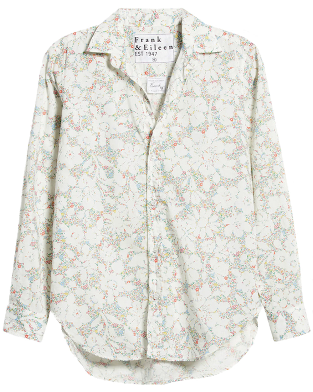 White Tiny Floral Print Frank Button Up Shirt