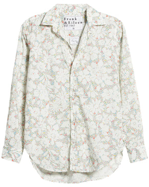White Tiny Floral Print Frank Button Up Shirt