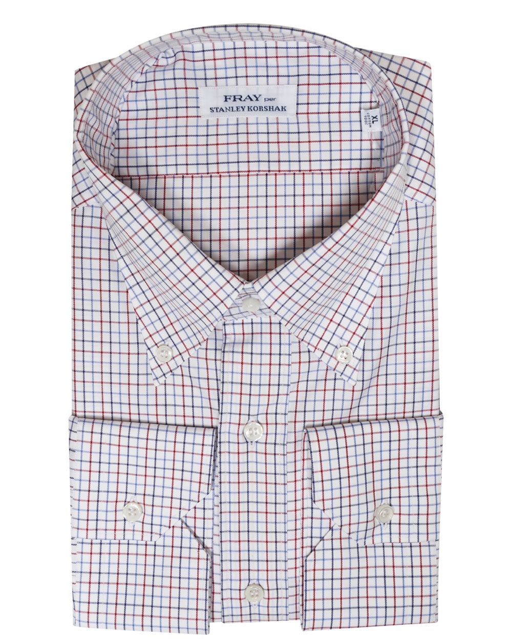 Blue and Red Cotton Windowpane Sportshirt