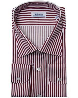 Bordeaux Bengal Stripe Dress Shirt