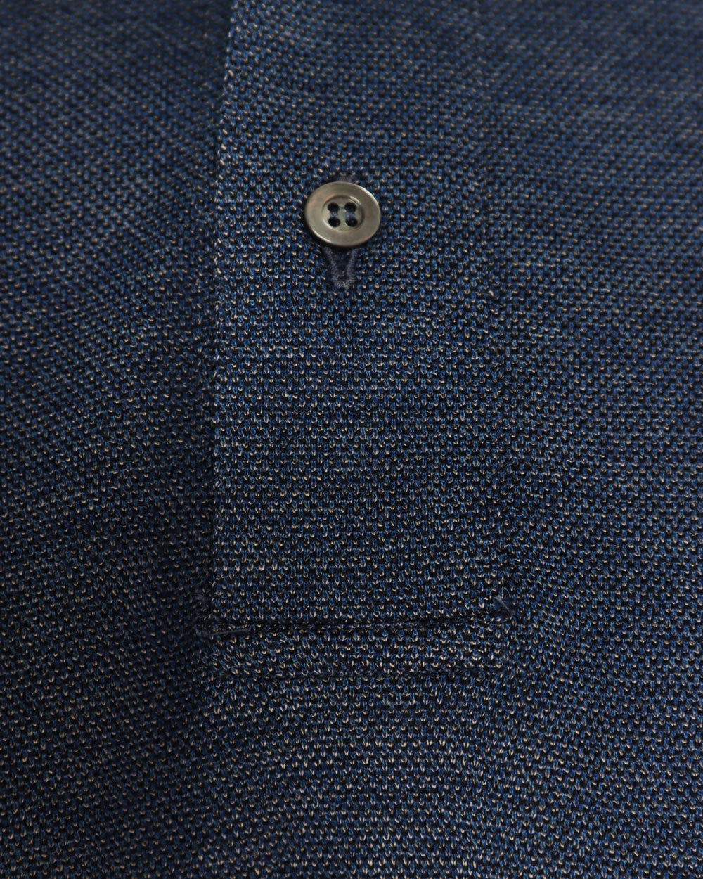 Dark Blue Cotton Knit Short Sleeve Polo