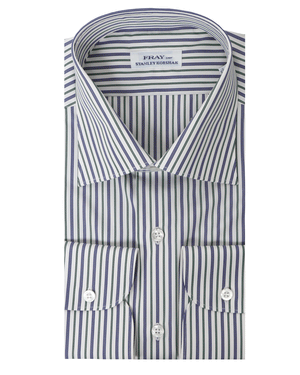 Navy and Green Striped Dress Shirt