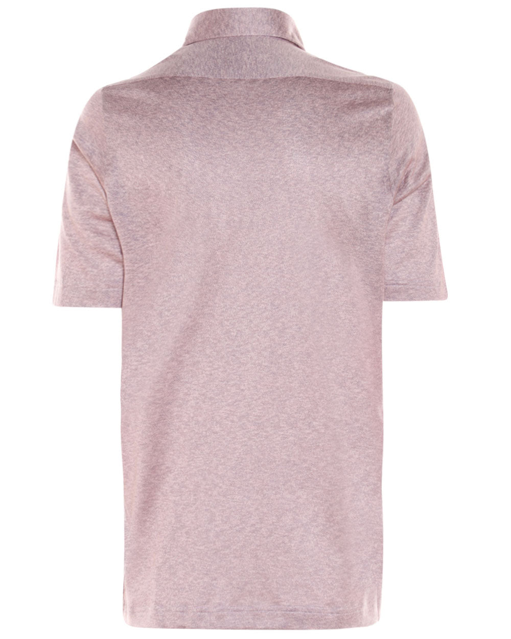 Pink Feathered Cotton Knit Short Sleeve Polo