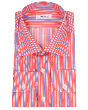 Red and Blue Striped Dress Shirt