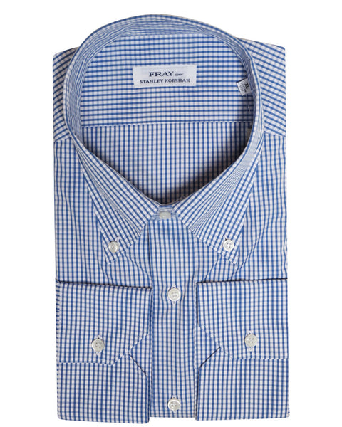 Fray Light Blue and White Plaid Cotton Dress Shirt – Stanley Korshak