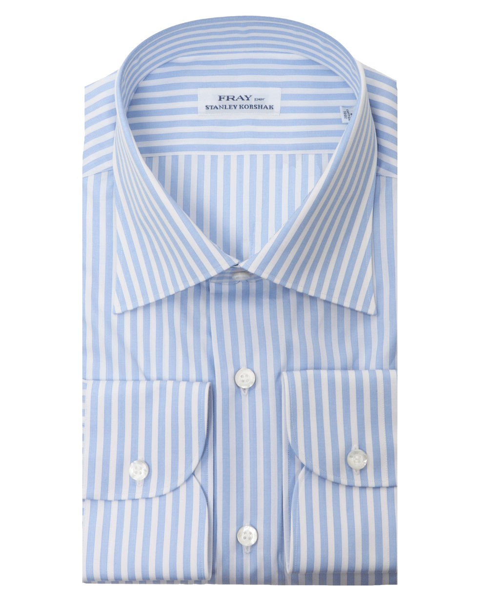 White and Light Blue Striped Byron Dress Shirt