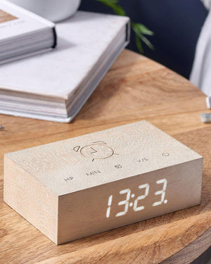 Flip Click LED Alarm Clock in White Maple