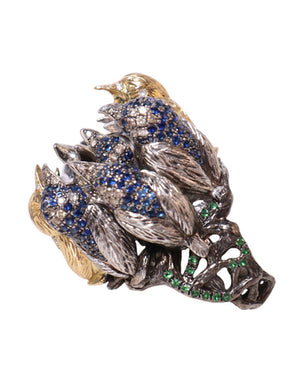Diamond and Sapphire Claw Ring