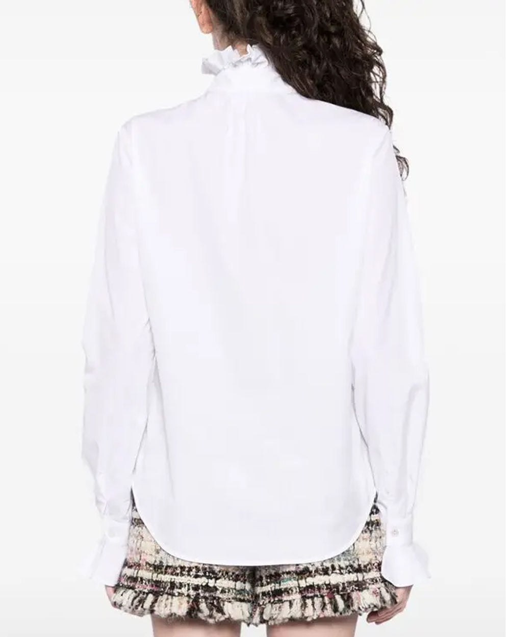 Optical White Ruffle Blouse