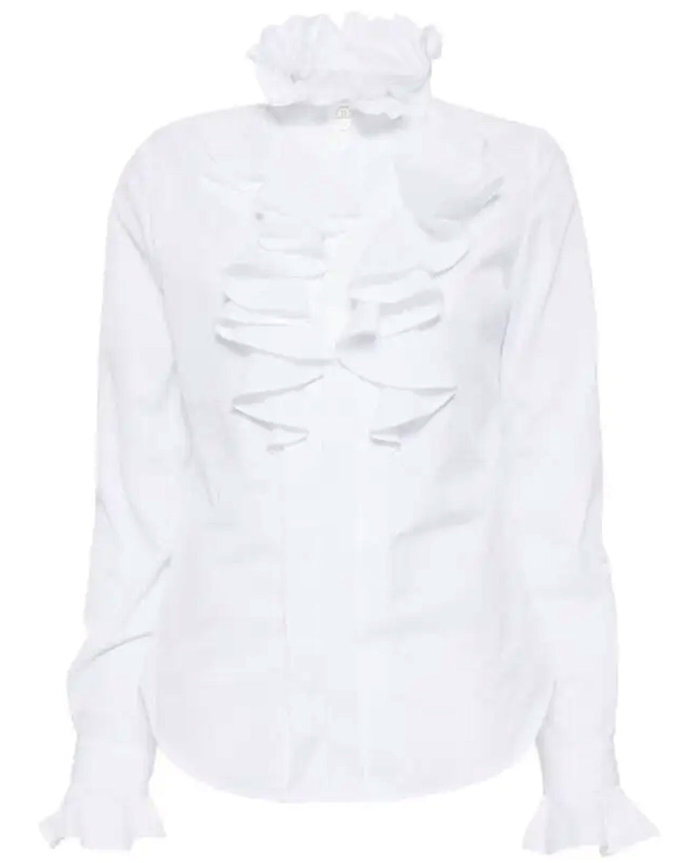 Optical White Ruffle Blouse