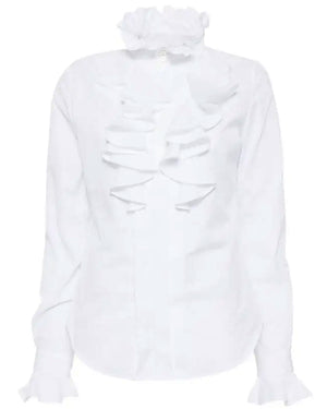 Optical White Ruffle Blouse