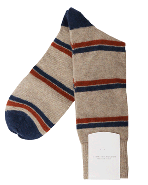 Beige and Rust Midcalf Socks