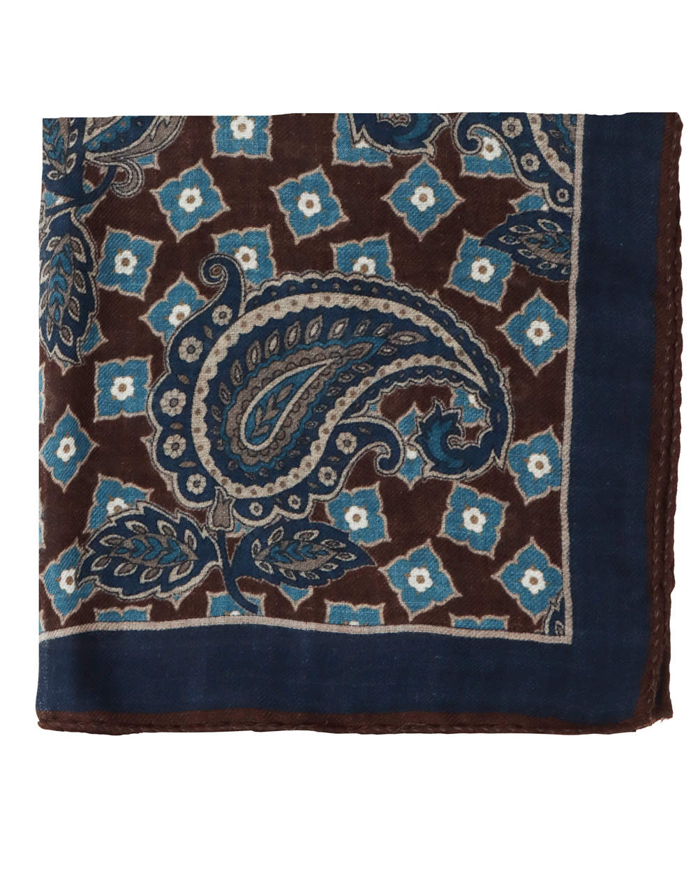 Brown and Blue Paisley Pocket Square