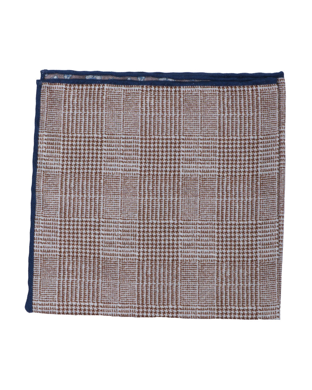 Brown and Blue Windowpane Pocket Square