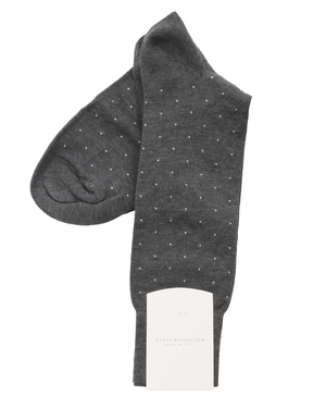 Charcoal and White Pindot Midcalf Sock