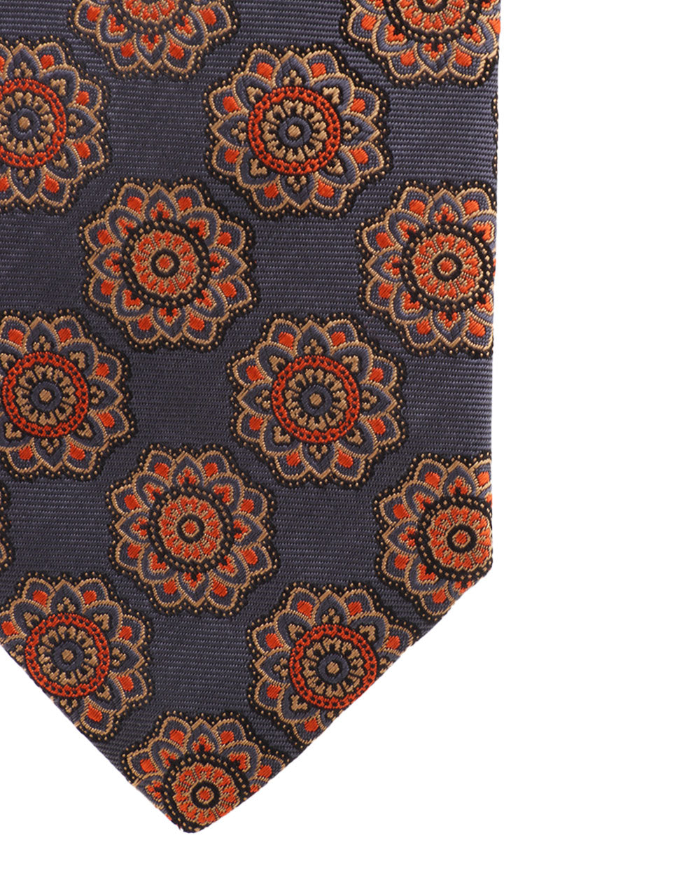 Charcoal with Rust and Gold Exploded Medallion Silk Tie