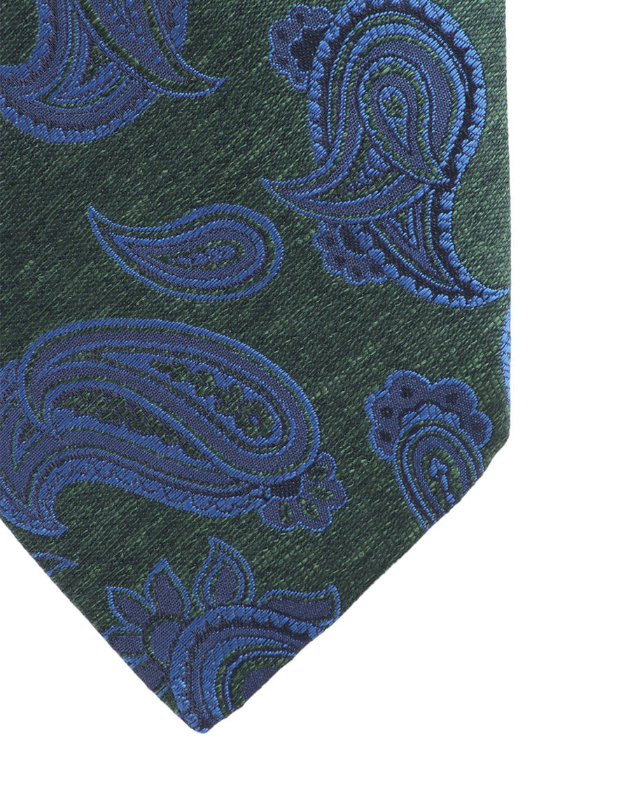Green with Blue Paisley Silk Tie