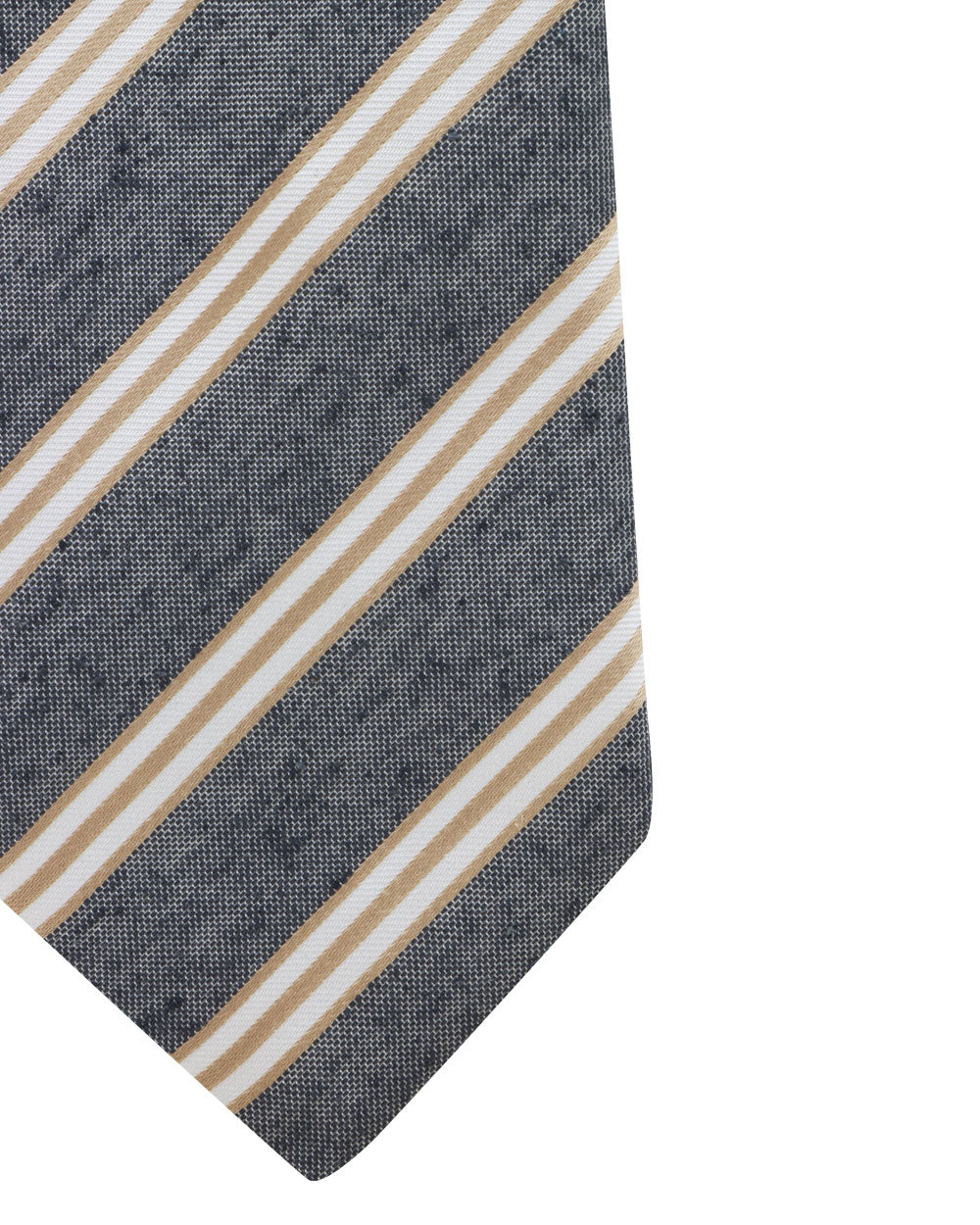 Grey and Beige Striped Silk Tie