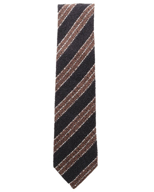 Navy and Brown Striped Silk Tie