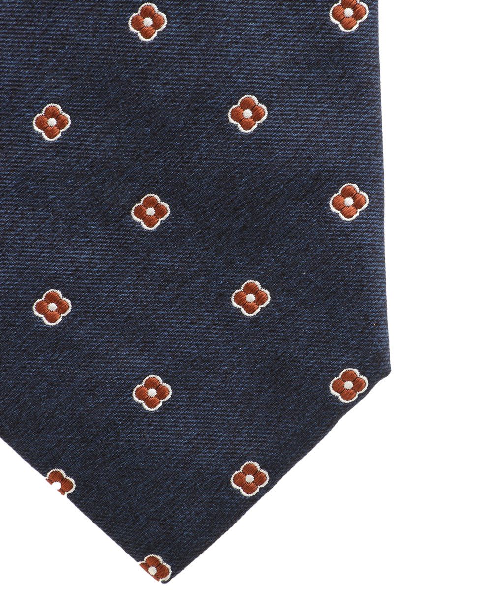 Navy with Brown Micro Floral Silk Tie