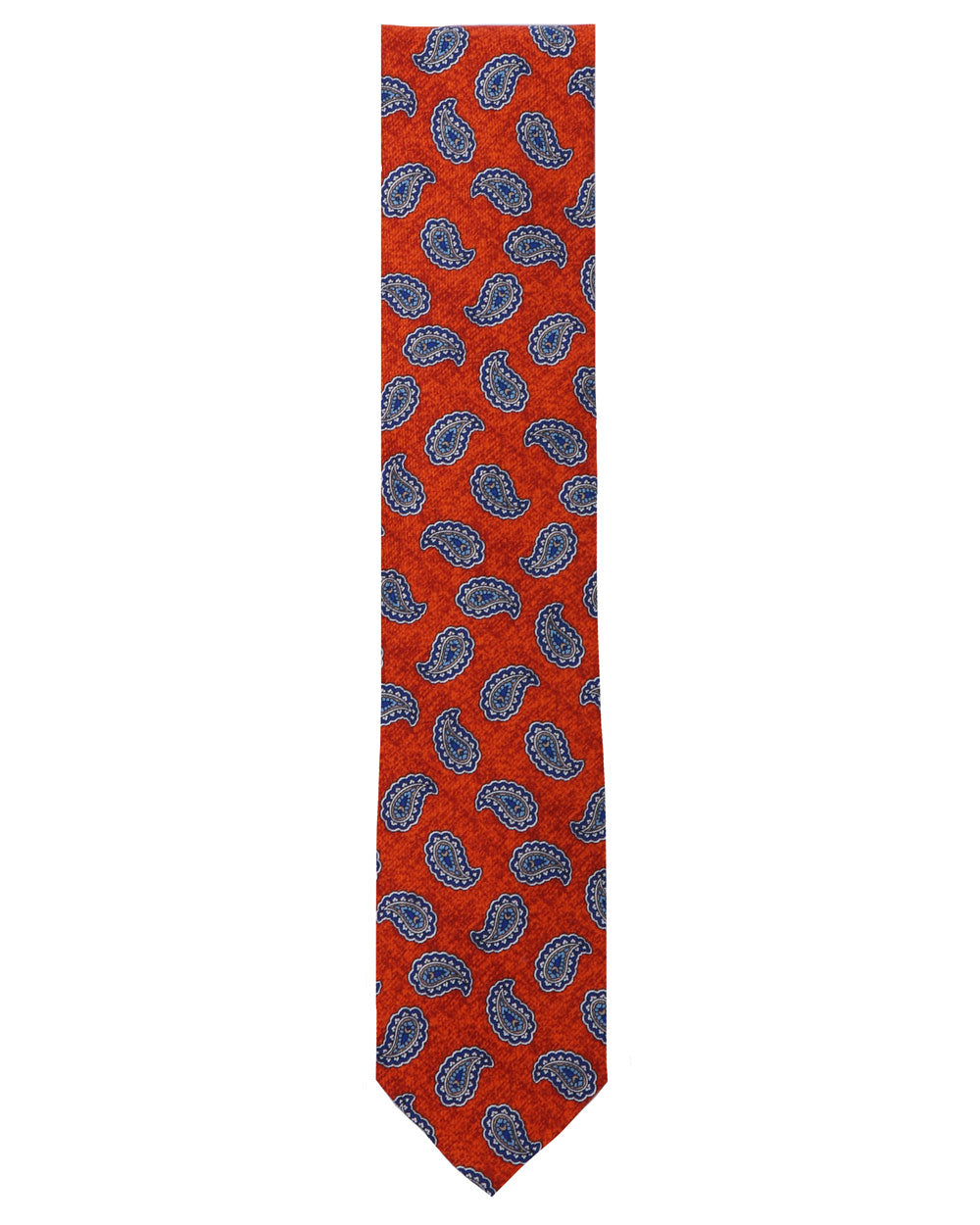 Orange and Blue Paisley Silk Tie