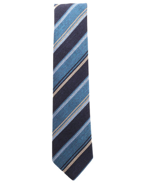 Petro Blue and Navy Striped Cotton Tie