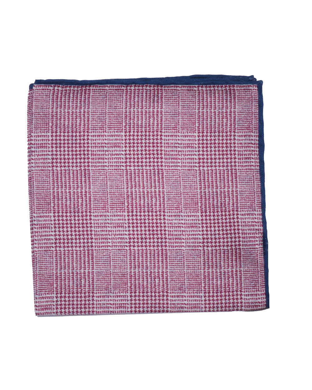 Pink and Blue Windowpane Silk Pocket Square