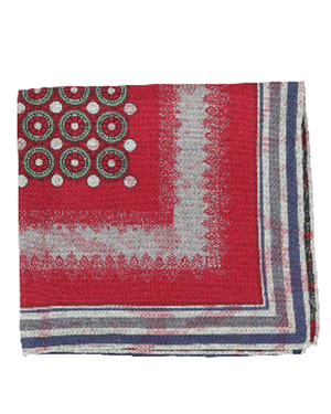 Red Medallion Print Pocket Square